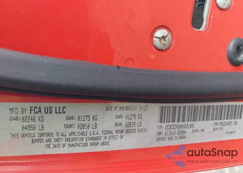 2017 Dodge Challenger Sxt z USA, uszkodzony, nr VIN 2C3CDZAG0HH531891